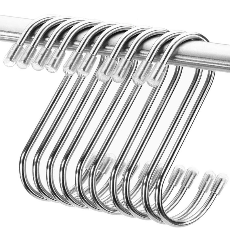 Siasky 10 Pcs S Hooks for Hanging, 3.07 Inch Heavy Duty Stainless Steel S Shaped S Hooks for Hanging Plants, Clothes, Pot, Pan, Cups (Silver) - Image 1